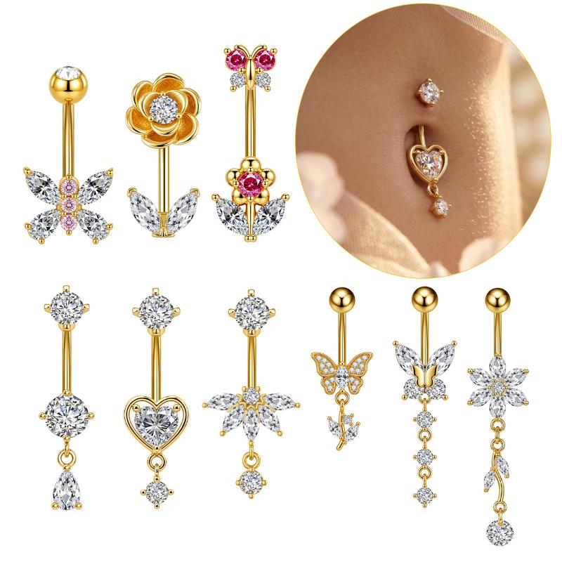 Body Jewelry Hypoallergenic - 1Pcs Zircon Decor Belly Button Ring
