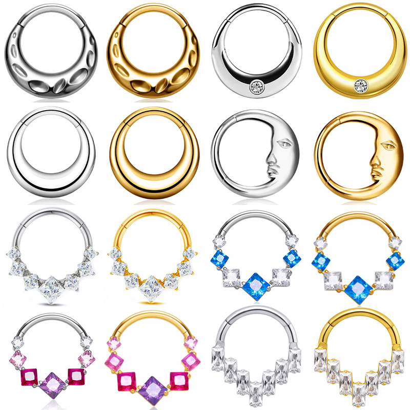 Septum Clicker Ring - 1PC ASTM F136 G23 Titanium Goth