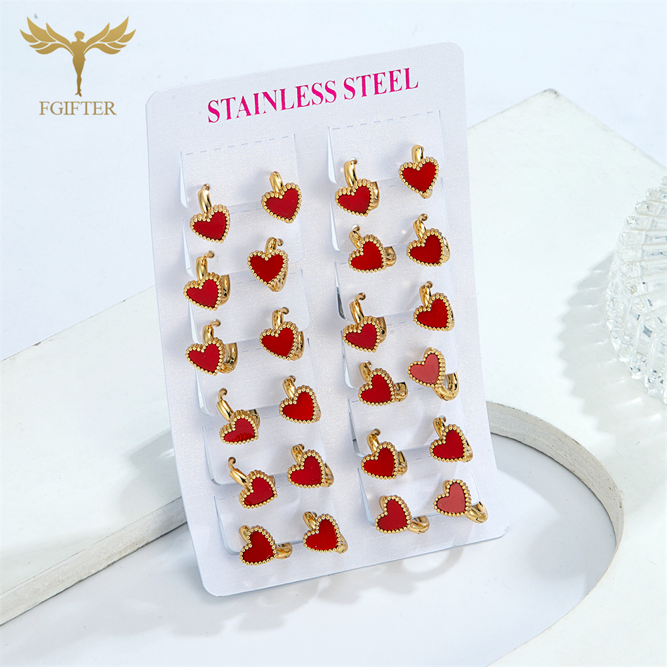 Body Jewelry Hypoallergenic - 12 Pairs Pack Golden Stainless Steel