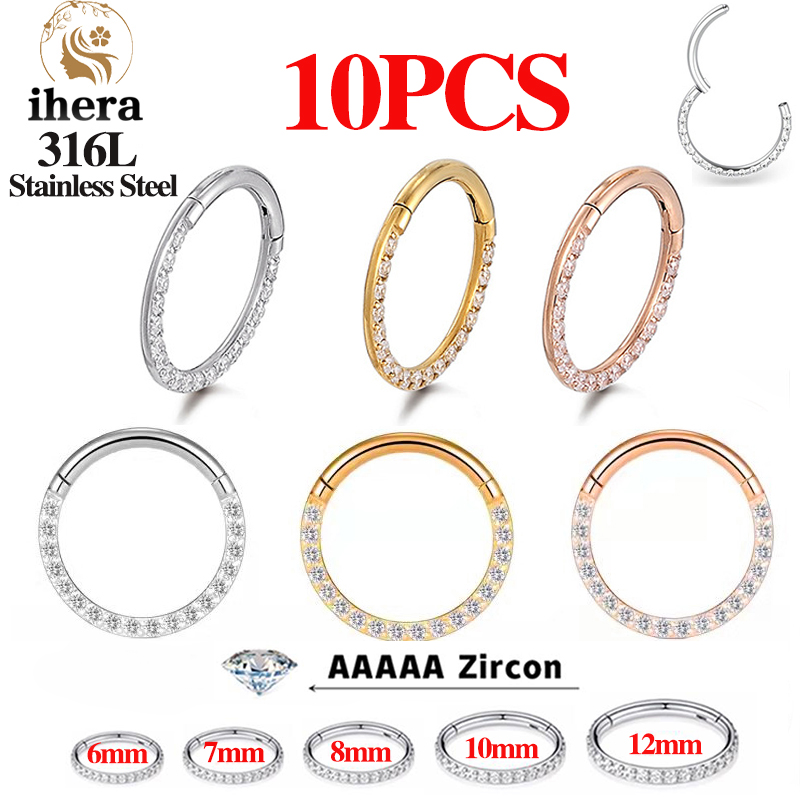 Septum Clicker Ring - 1/10PCS Stainless Steel Nose Rings Septum