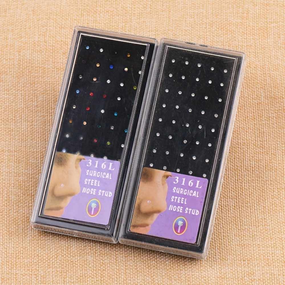 60pcs Nose Ring Set Stud Earri - Body Jewelry Store review and price