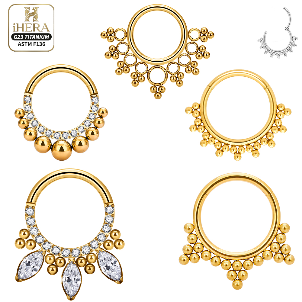ASTM F136 Titanium Luxury CZ I - Septum Clicker Ring review and price