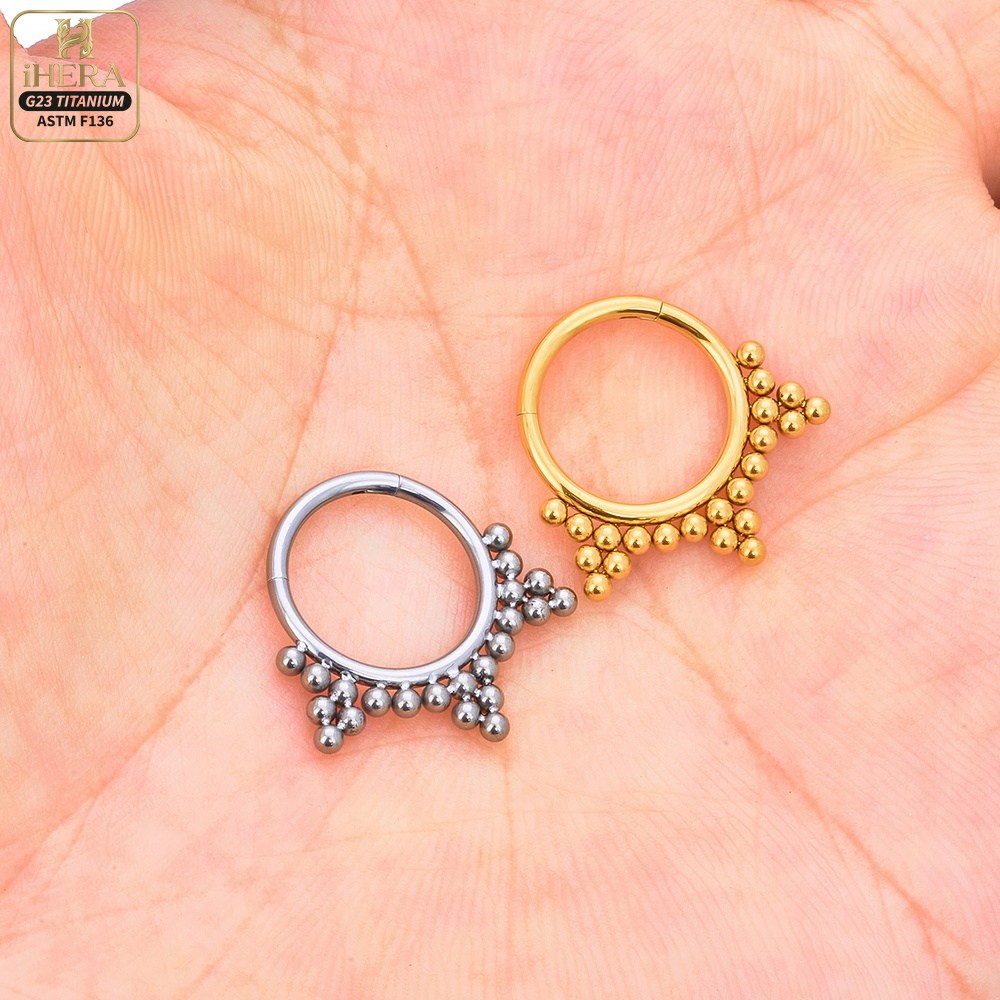 ASTM F136 Titanium Luxury CZ I - Septum Clicker Ring review and price