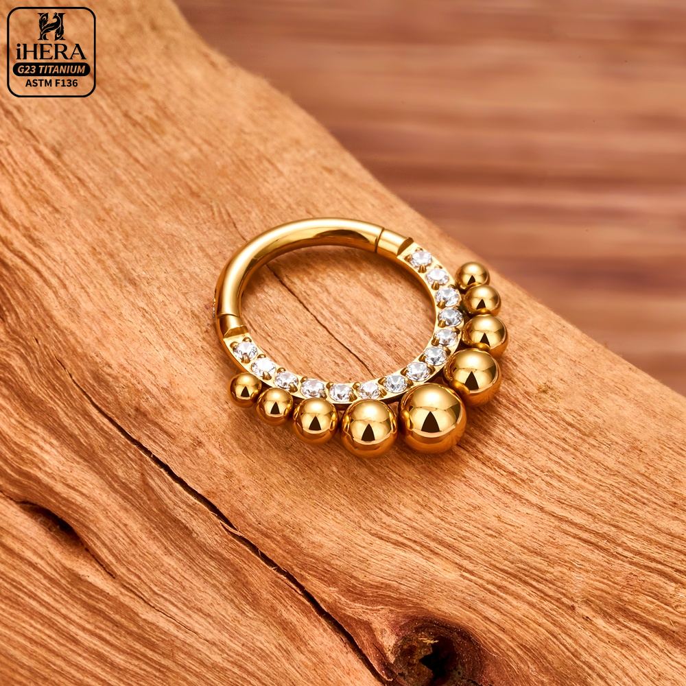 ASTM F136 Titanium Luxury CZ I - Septum Clicker Ring review and price
