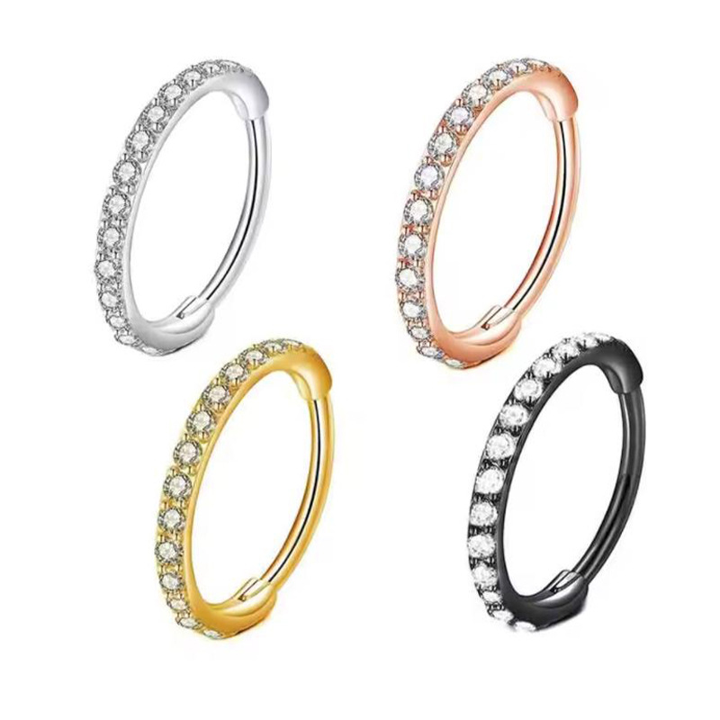 16G Clear CZ Nose Ring Hoop 31 - Septum Clicker Ring review and price