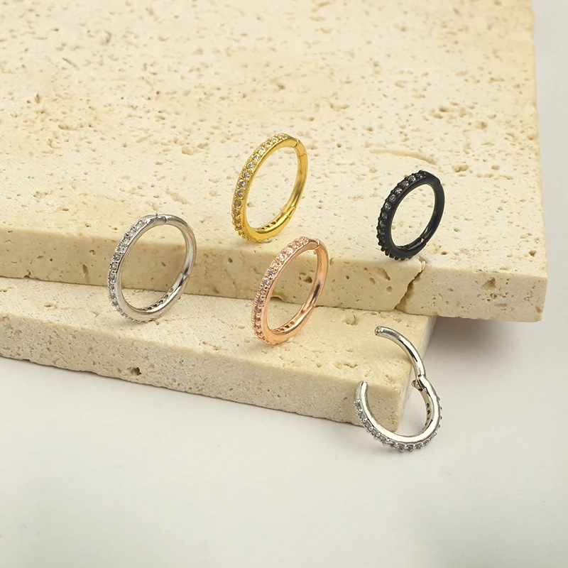 16G Clear CZ Nose Ring Hoop 31 - Septum Clicker Ring review and price