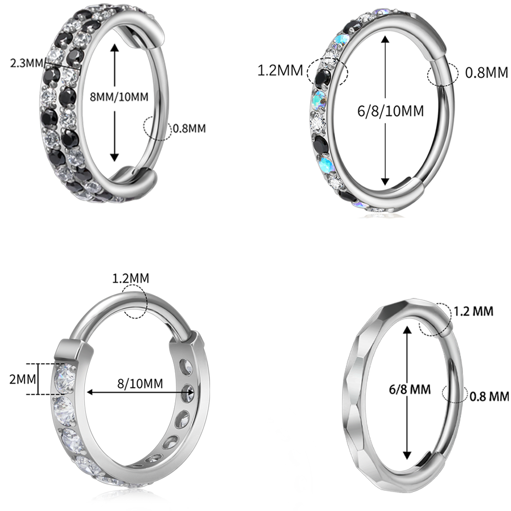 G23 Titanium Faceted CZ Hinged - Septum Clicker Ring review and price