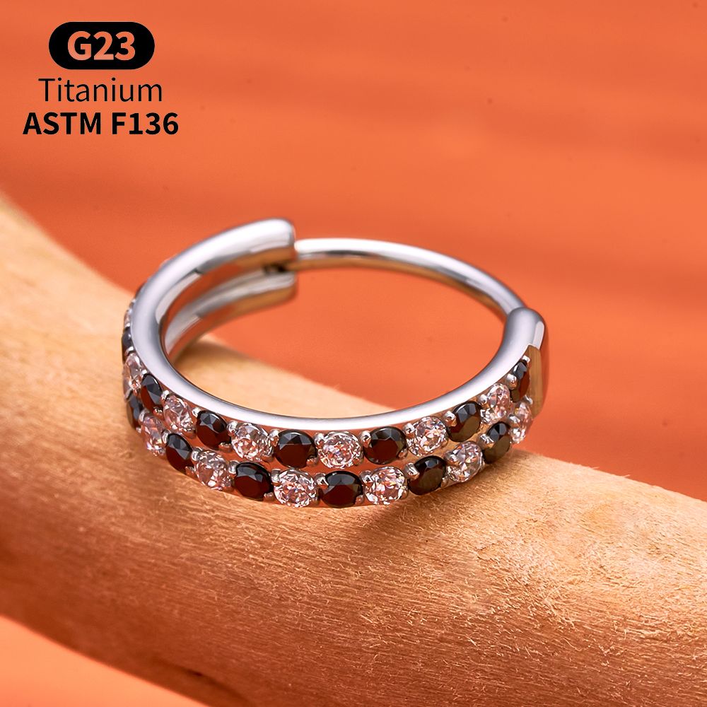 G23 Titanium Faceted CZ Hinged - Septum Clicker Ring review and price