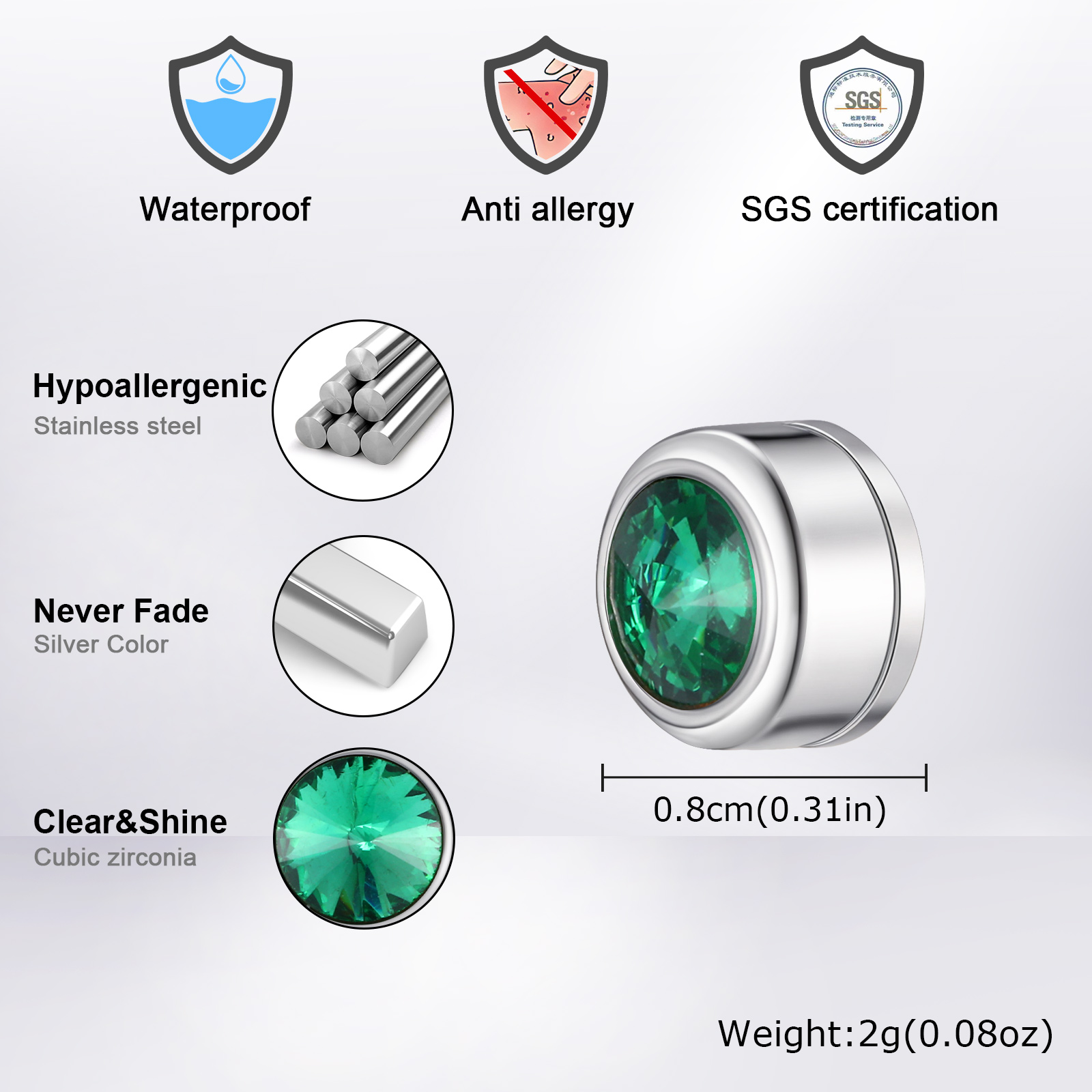 Vnox Magnetic Zircon Stud Earr - Body Jewelry Hypoallergenic review and price