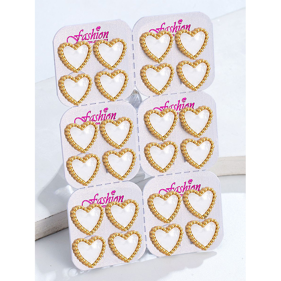 12 Pairs Lot Heart Stud Earrin - Body Jewelry Hypoallergenic review and price