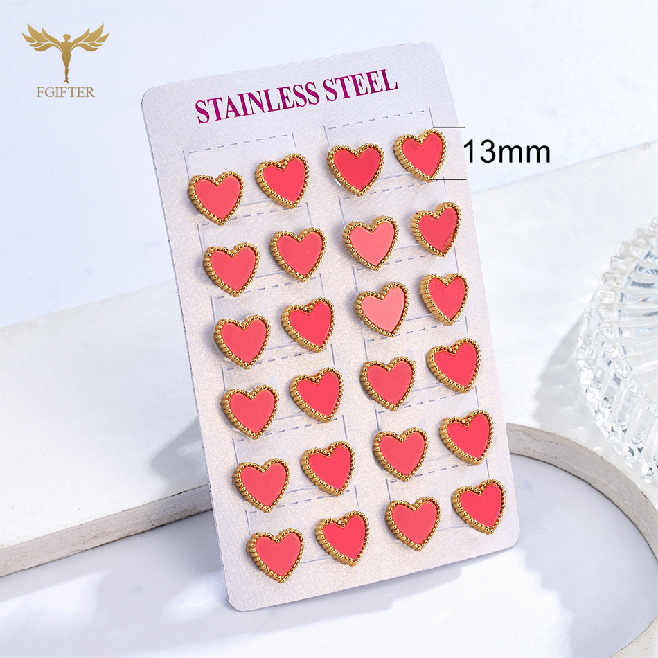 12 Pairs Lot Heart Stud Earrin - Body Jewelry Hypoallergenic review and price