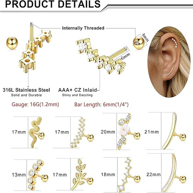 EVISPOL 16G Hypoallergenic Sta - Body Jewelry Hypoallergenic review and price