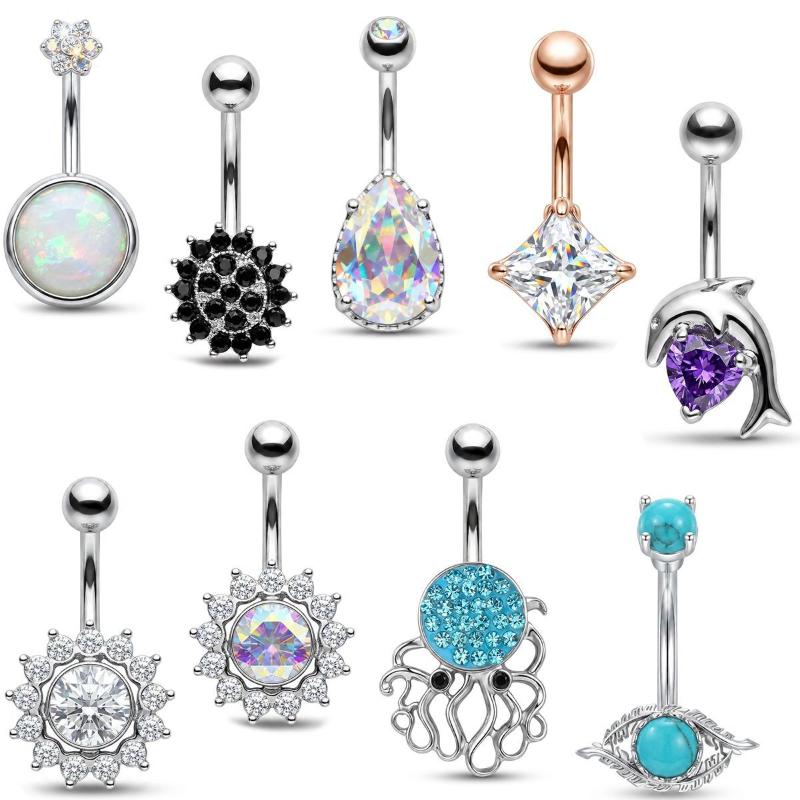 1Pcs Purple Zircon Dangle Bell - Body Jewelry Titanium review and price