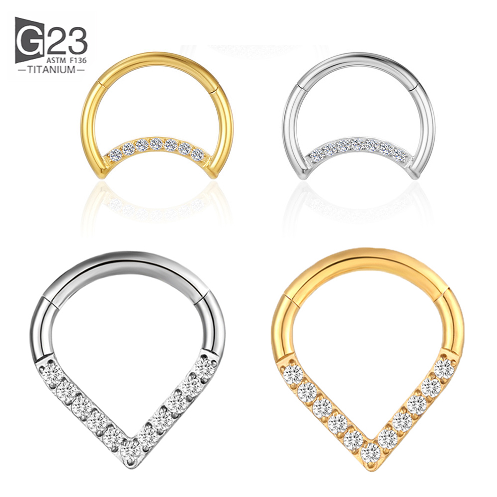 F136 Titanium Hinged Tear Drop - Septum Clicker Ring review and price