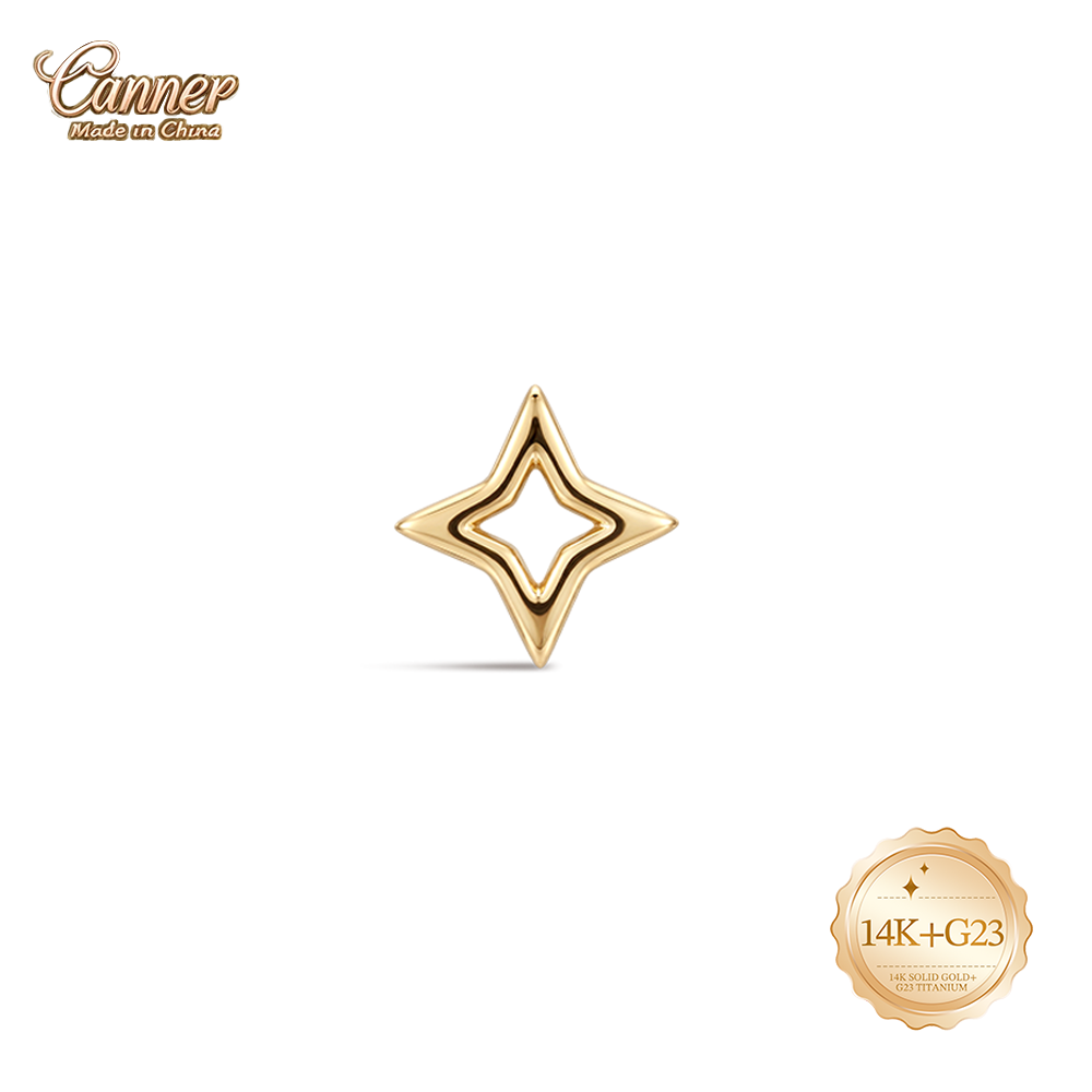 CANNER 14K Solid Gold Hollow S - Body Jewelry Hypoallergenic review and price