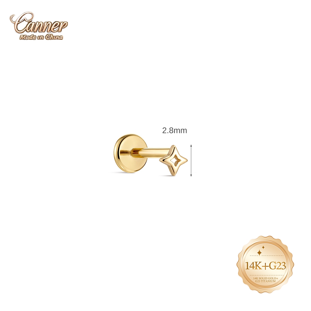 CANNER 14K Solid Gold Hollow S - Body Jewelry Hypoallergenic review and price
