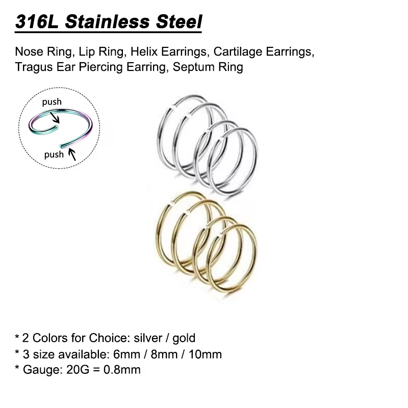 6pcs/lot Hypoallergenic Nose R - Body Jewelry Hypoallergenic review and price